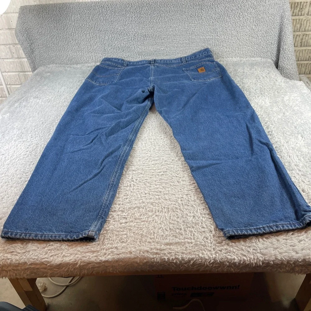 Carhartt B172 Relaxed Fit Flannel Lined Denim Jeans Mens 48x32 Blue